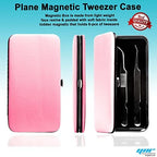 PU Leather Empty Tweezers Storage Bag Magnetic Lash Tweezers Case Anti- Organizer for Eyelash Grafting Extension Tweezers (Light Pink)