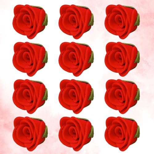Confect Edible Red Flower | Edible Flower for cake decorations | Edible Flower Cupcake Toppers | | Cupcakes & Doughnut Edible Toppers | Red Sugar Flower- Vegan, Gluten-Free, Nut-Free, Dairy-Free, Palm Oil-Free -Pack of 12