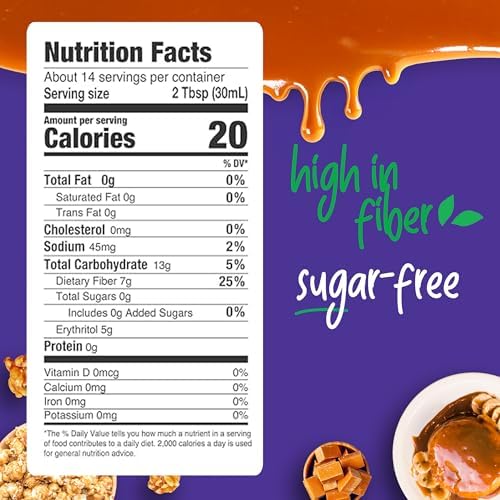 Pyure Organic Caramel Dessert Syrup | Sugar-Free Caramel Topping for Keto Ice Cream, Pancakes, Low Carb Sweets | 1g Net Carb, Gluten-Free, Vegan, Non-GMO, Plant-Based, Diabetic Friendly | 14 oz