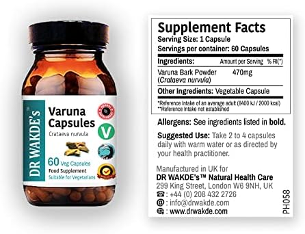 DR WAKDE's Varuna Capsules (Crataeva nurvula, 60 Veg Caps, Plant-Based Supplement, Ayurvedic Herb, All Natural, Vegan)