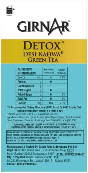 Girnar Detox Green Tea - Desi Kahwa (36 Tea Bags)