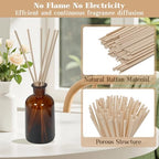 10inch Diffuser Replacement Sticks - 60Pcs Aroma Reed Fragrance Sticks Refill for Home and Bathroom - Rattan Essential Oil Sticks for Scented Diffuser