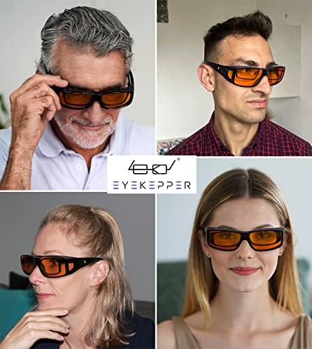 Eyekepper 100% Blue Light Reduction,Fitover Anti-Blue Blocking Computer Glasses Amber Lenses, Tortoise