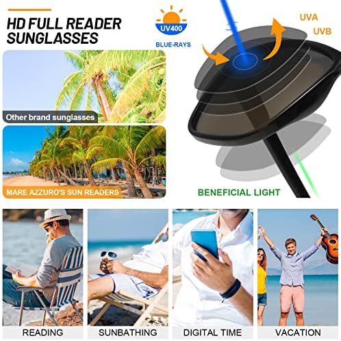 MARE AZZURO Oversized Reader Sunglasses Men Outdoor Reading Glasses 1.0 1.25 1.5 1.75 2.0 2.25 2.5 2.75 3.0 3.5 4.0