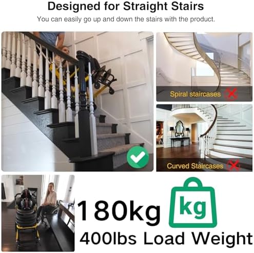 Electric Stair Climbing Wheelchair Foldable Stair Lifts for Seniors 400lbs Load Capacity Motorized Stair Chair Stairlift with Seat Belts Power Wheelchair (Model:BC-EA8000)