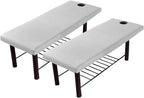 EKDJKK Massage Table Sheet, Massage Bed Cover with Face Hole, Fitted Sheets Washable Reusable Massage Table Cover (Gray, 2pc)