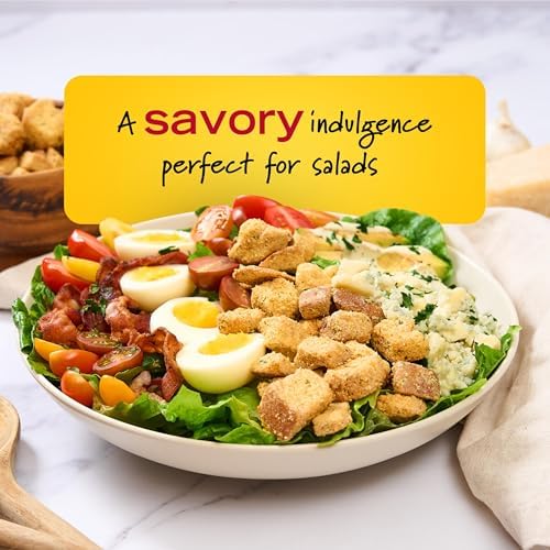New York Bakery Texas Toast Cheese and Garlic Croutons, 5 oz. Resealable Bag, Hearth-Baked with Garlic and Romano, Topping for Soup, Salad, Pasta and More