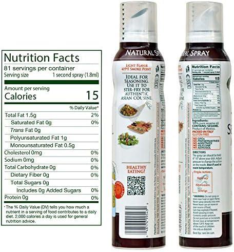 Mantova Toasted Sesame Oil, 100% Pure Cooking Spray with Omegas, perfect for grilling, baking, or seasoning for cooking, our oil dispenser bottle lets you spray, drip, or stream with no waste, 5 oz