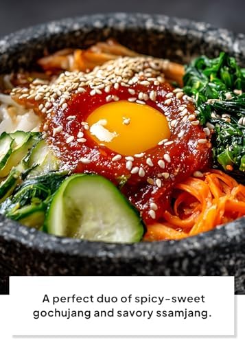 Korean Food Choripdong Gochujang & Ssamjang Set, Red Chili Paste (1.1lb/500g) + Korean Soybean Paste (0.38lb/170g), Korean Sauce Combo