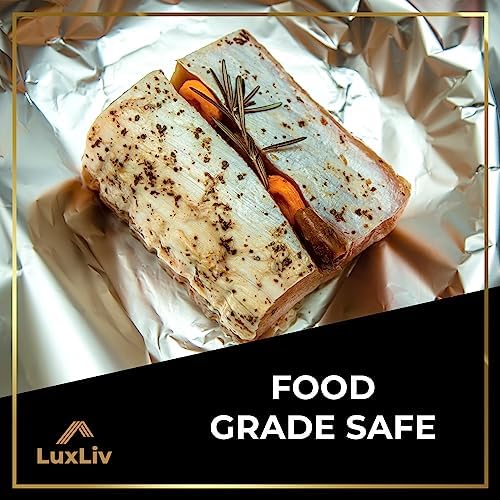 Extra Wide Aluminum Foil Roll Heavy Duty – 18in x 131ft Length 20 Micron thick,193 sq ft – Commercial Grade & Extra Thick, for grilling home cooking Food Service Industry LuxLiv®