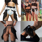 Women Punk Tassel Belt Leather Body Harness Waist Chain Gothic Caged Belt Rave Party Nightclub Costume