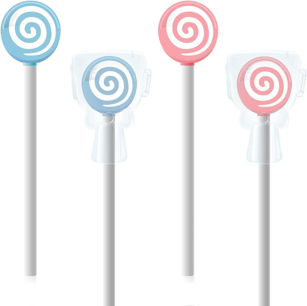 Y-Kelin Kids Tongue Scraper or Cleaner Set-Tongue Cleaner Tongue Brush with Smiley Cover, Multi-color Lollipop Shape Soft Silicone Tongue Brush for Kids, Reduce Bad Breath (4 PACK)