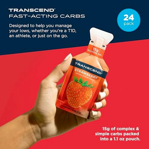 Transcend Foods Strawberry Energy Gel (1.1 oz, Pack of 24) – Fast-Acting Carb Gel, Strawberry Flavor, Caffeine Free, Gluten Free