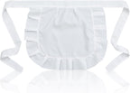Maid Apron White Waist Apron with Ruffle for Kitchen Cleaning Ruffles Half Aprons for Party Cosplay Costumes