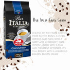 Saquella Kaffee Bar Italia Gran Gusto Espresso Coffee Beans, 1kg (2.2 lb) | Authentic Italian Espresso | Full-Bodied Aroma & Smooth Crema | Perfect for Espresso Machines
