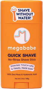 Megababe Quick Shave No-Rinse Shave Stick | Shaving Touch-Ups & Travel Made-Easy | Vacation and Hot Weather Essential | with Sea Moss & Hyaluronic Acid | 2.4 oz