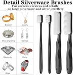 7Pcs Silver Cleaning Kit，with 4Pcs Ultra-Soft Brushes & 2Pcs Polish Cloths & 1Pcs Silver Polish Sticks - Tarnish Removal for Antique Jewelry, Sterling Silverware, Cutlery & Plateware - Safe for Gold, Diamonds, Platinum, Gemstones and Coins