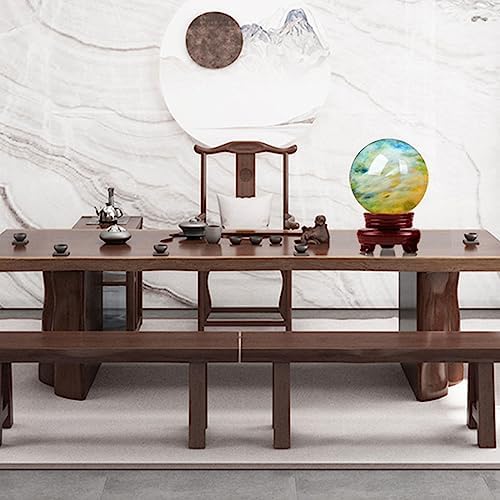 Natural Healing Crystal Ball Yellow Smelt Quartz Crystal Ball with Stand for Meditation, Healing, Divination Sphere, Home Decoration, Fengshui,7in(180mm)