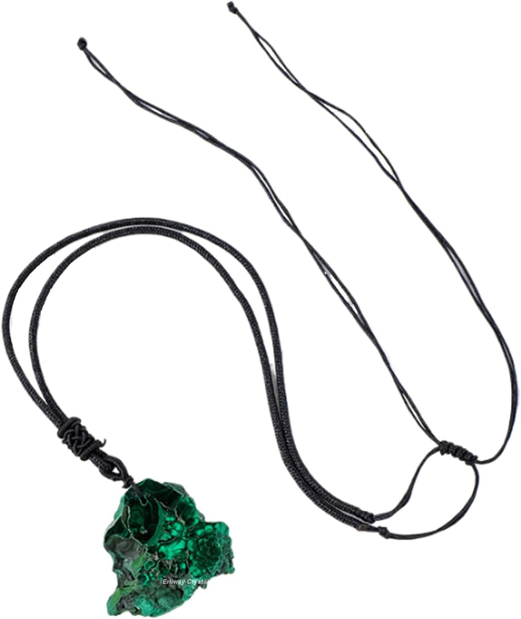 Erliway 1.2" Raw Stone Necklace for Women Men, Natural Rough Gemstone Crystal Pendant Necklace, Adjustable Healing Crystal Necklace Pendant with Hand-Woven Rope