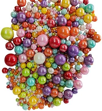 Edible Multicolor Sugar Pearls Candy Sprinkles 120G/ 4.23Ounce Baking Cake Sprinkles Cupcake and Cake Topper Cookie Decorations Wedding Party Valentines Halloween Christmas Supplies