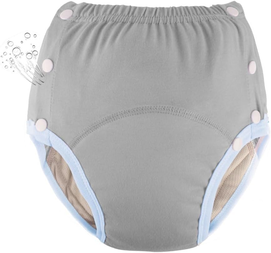 WEEOATAR Unisex Reusable Adult Cloth Diaper,Washable Swim Nappies,Adjustable Incontinence Cloth Diaper with Snaps,Underwear for Seniors,Disability,Postpartum Waist:26.0-39.4in(Grey,L)