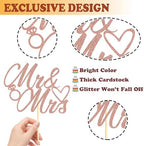 Sotpot 1 Pack Mr Mrs Cake Topper, Rose Gold Glitter Love Mr Mrs Cake Pick Wedding Party Decorations Bridal Shower Wedding Cupcake Decoration Party Supplies