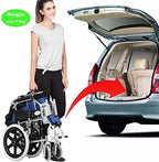 Lightweight Transport Wheelchair with Handbrakes, Folding Transport Chair for Adults with Swing-Away Footrest,Foldable Wheel Chair and Lightweight Folding Wheelchair for Storage and Travel,16 in Rear
