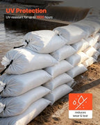 VEVOR Heavy Duty Sand Bags, 100 Pack 16" x 26", Empty Sandbags for Flooding with Tie Strings, Woven Polypropylene Sand Bag with 1600 Hours of UV Protection, 50Lbs Capacity