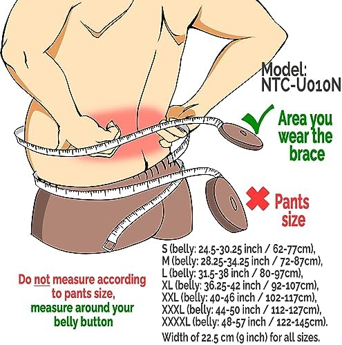 NeoTech Care Neoprene Back Brace for Men or Women - Adjustable & Breathable Lumbar Support Belt for Lower Back Pain (Blue, Size M)