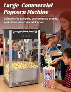 Commercial Popcorn Machine, Authentic 16oz Kettle Countertop Popcorn Maker with Waming Deck, 1600W Large Popcorn Machine for Restaurant, Concession Stand, Carnival, School, Black