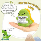 OCCdesign Mini Gifts for Aunt RAWR I Love You Auntie Best Aunt Ever Gifts Handmade Emotional Positive Crochet Dinosaur for Appreciation Thanksgiving Day Birthday Gift for Auntie Aunty to be