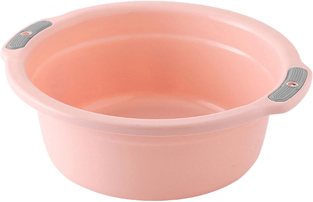 Plastic Wash Basin, Multipurpose Dish Wash Basin for Sink Light with Double Handles for Home Bathroom Face Cleansing (Large‑Peach Pink)