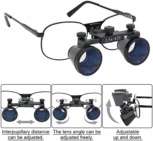 2.5X 3.5X Binocular Dental Loupes Surgical Magnifier Dentist Loupe Metal Eyeglasses Depth View (2.5x-420)