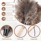 Ostrich Feather Duster 14" Natural Handheld Reusable Feathers Dusters with Wooden Handle for Cleaning Supplies Home Car Office(3PCS)