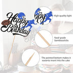 1 PCS Happy Birthday Football Cake Topper Glitter Men Rugby Player Scene Ball Cake Pick Decoration for Bowl Sports Theme Baby Shower Kids Boys Birthday Football Event Party Supplies Black Blue