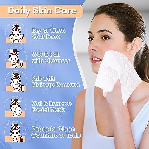 PoeticEHome Cotton Tissue Soft Dry Wipes for Facial Cleansing