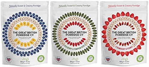 The Great British Porridge Co Gluten Free & Vegan Friendly Nutritious Instant Porridge (Variety Pack, 3-Pack)
