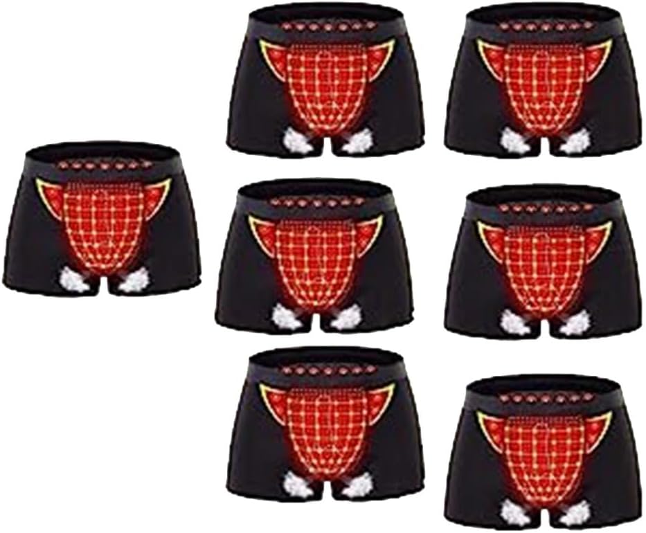 POCHY 7 Pcs Men's Physiological Enlargement Underwear Magnetic Therapy Prostate Panties Tourmaline Health Care Boxer (Color : Black, Size : XX-Large)