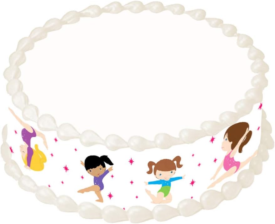 Gymnastic Set of 3 Edible pre-cut Cake strips side border Birthday Party Decoration.