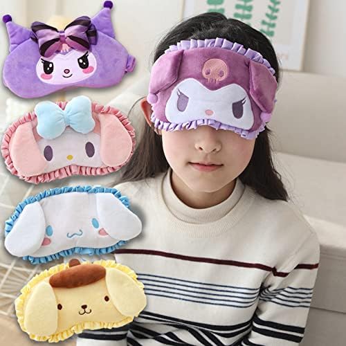 Kawaii Sleep Eye Mask for Girl & Womens Sleep Mask Cute Cartoon Soft Plush Eye Cover Headband Kids Eyeshade Birthday Christmas Gifts