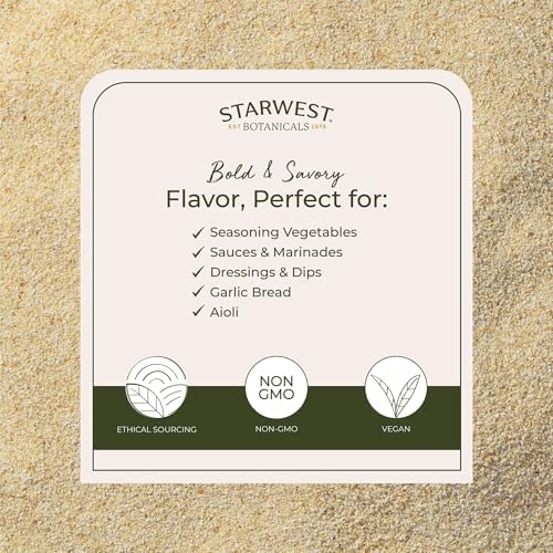 Starwest Botanicals Dried Organic Garlic Granules - Granulated Garlic Seasoning for Cooking, Herb for Rubs, Bread, Vegetables, & Meat, Aromatic & Flavorful, Certified Kosher, Non-GMO - Bulk 1 lb Bag