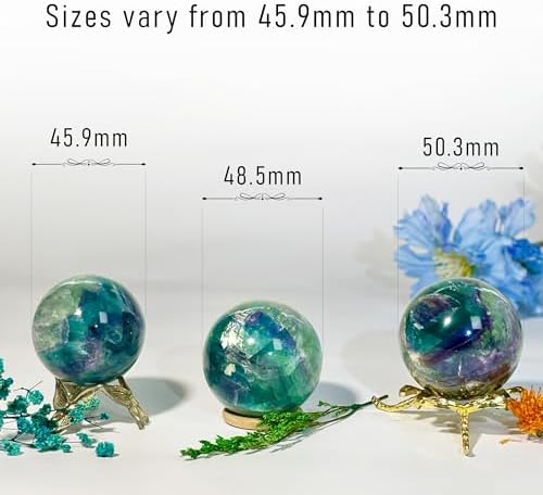 Rainbow Fluorite Crystal Sphere - 1.6-2.0" Inches, Gem-Grade Clarity, Witchcraft Supplies, Healing Crystal for Spooky Room, Ideal for Reiki, Chakra, Feng Shui, Meditation, Healing, and Home Decor