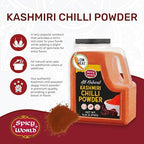Kashmiri Chili Powder 5 LB Bulk Jar - All Natural, Low Heat Chilli Powder (Deggi Mirch), Salt-Free, 100% Natural Authentic Indian Spice by Spicy World
