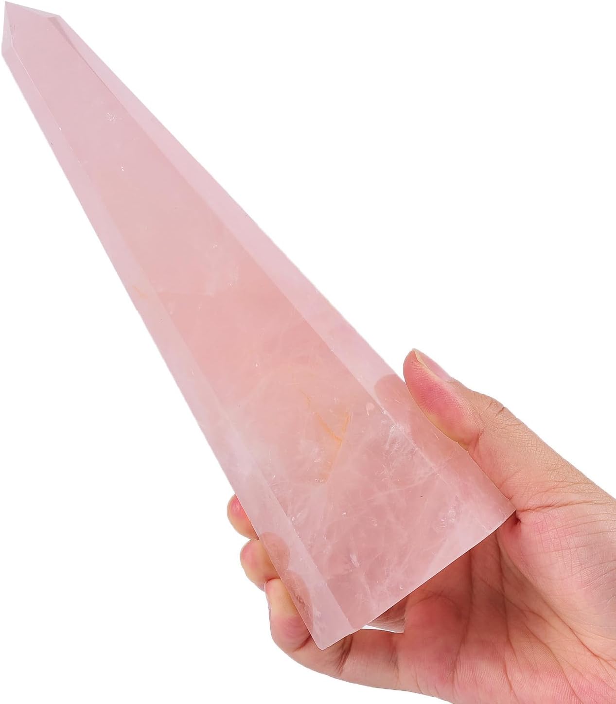 Rose Quartz Large Crystal Tower Natural Pink Healing Crystal Point Wand Obelisk for Reiki Meditation Crystal Grid Decoration 1.5-2 LBS