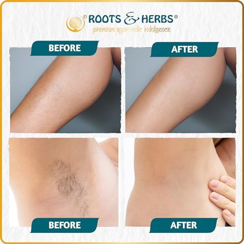 ROOTS AND HERBS Neem and Fennel Depilatory Mask - Vegan Hair Removal for Sensitive Skin: Facial, Pubic, Bikini, Leg - Organic Powder Waxing
