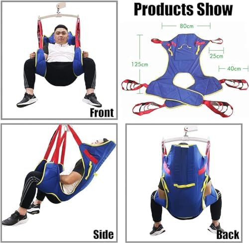 CEEBUS Patient Full Body Lift Sling, Transfer Belt for Elderly, Comfortable Divided Leg Sling for Commode Lifter and Hoist, Handicap Commode Full Body Sling (Color : M)