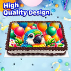 8.3 x 11.7 Inch Edible Square Cake Toppers – Parrot Themed Birthday Party Collection of Edible Cake Decorations