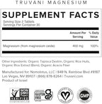 Truvani Magnesium 400mg Oxide Tablets | 60 Tablets | Supports Calm and Sleep, Healthy Bones, Muscle Health, Digestive Health | Non-GMO, Vegan Pills