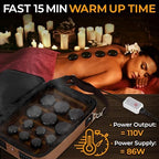 SereneLife Portable Massage Stone Warmer Set - Electric Spa Hot Stones Massager and Heater Kit with 6 Large and 6 Small Round Shaped Basalt Massaging Rocks, Digital Controller Heating Bag