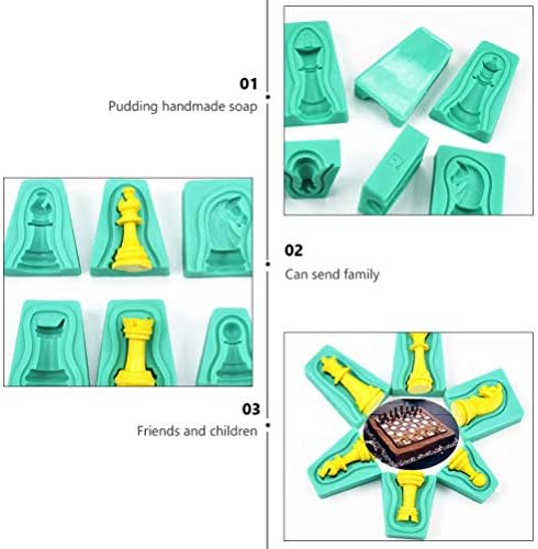 12Pcs Chess Set Mold Chess Fondant Mold 3D s Piece Silicone s Epoxy Casting for DIY Candy Chocolate Cake,Candle Wax Crayon Melt, Resin Crafts Making Tool Projects